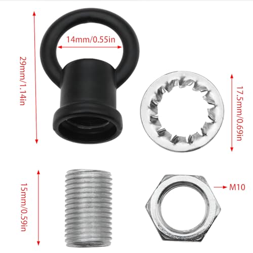 Image of Hook Rings for Light Fixture Light Fixture Hooks Nuts M10 Lighting Loops with Link Connector for Extending Light Fixture Chandelier Chains 2 PCS Black