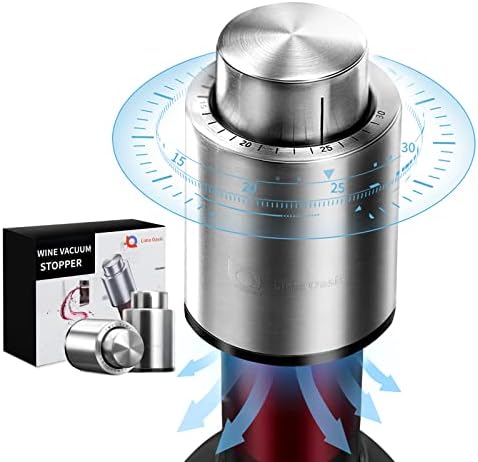 Limx Oasis Wine Stopper-Time Scale Wine Bottle Stopper with Vacuum Pump-Stainless Steel Wine Stoppers for Wine Bottles,Keeps Wine Fresh Up to 7 Days,Silver 2 Pack