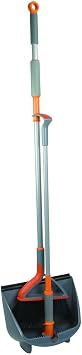 Casabella Quick 'n Easy Upright Broom and Dustpan Set, Multi-Surface for Tile, Wood & Laminate Floors, Gray