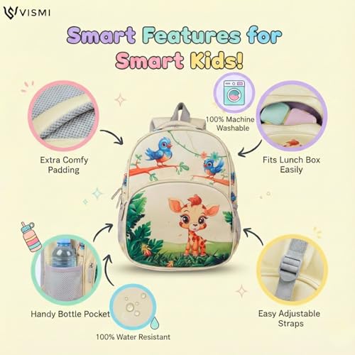 Image of VISMIINTREND Kids School Bag | Preschool Bag for Kids 2-5 Years | Cute, Baby Bags for School, Small Backpacks for Girls /Boys, Travel /Picnic Bags | Birthday /Return /Rakhi Gift for Girl