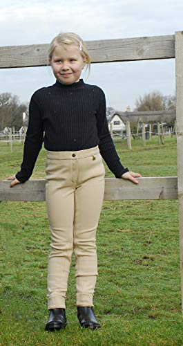 Rhinegold - Pantalones de Montar para niños, Infantil, Pantalones de equitación, Beige, 61 cm Cintura