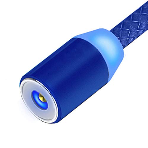 Cable magnético redondo BIYI Cable de carga micro USB tipo C rápido para iPhone Samsung Cargador de imán USB-C Cables de teléfono de datos (Azul) ()