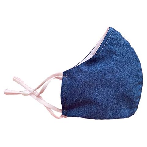 Jean Print Face Mask | Reusable Washable Anti Dust Fashion Balaclava Cover | Breathable Bandanna with Filter Slot Inside Layer Cotton 100% Must NY (Medium) Blue Cover