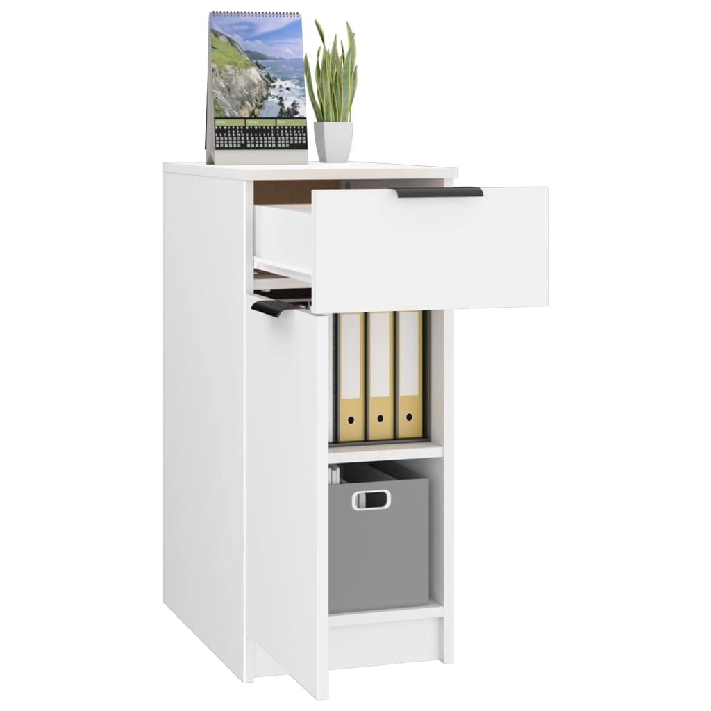 Armadietto da Scrivania 33,5x50x75 cm Legno Multistrato Bianco | Organizzatore salvaspazio per ufficio e studio, con cassetto e scomparti per tenere in ordine documenti e libri.