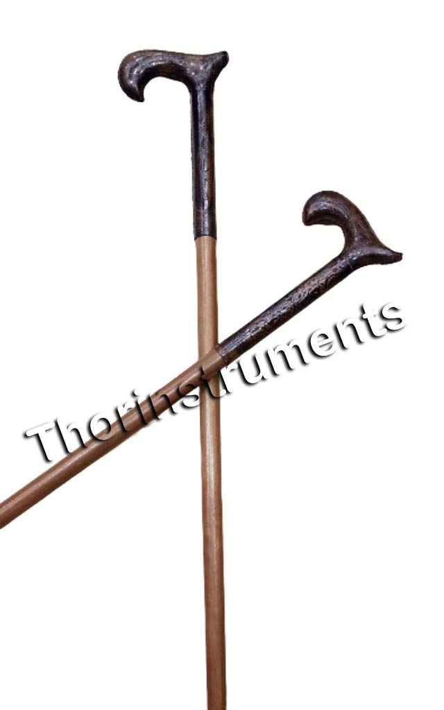 Amazon.com: Walking Cane Brown Leather Wrapped Handle Wood