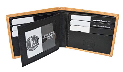 Leatherboss Printed American Football Sports Bifold Credit Card Cash Holder Wallet with Gift box for men (Football)4