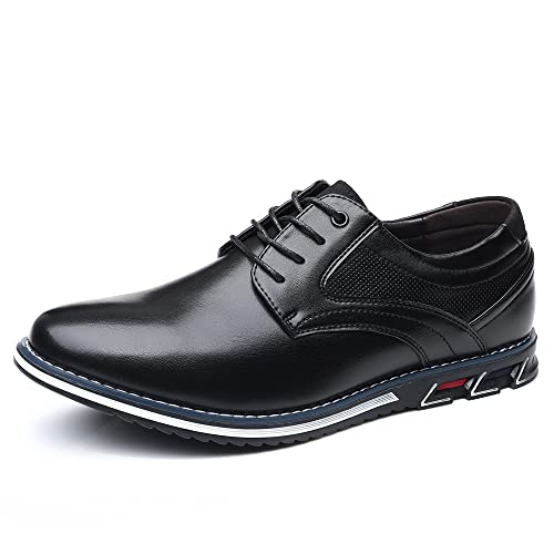 Mens Dress Shoes Breathable Business Oxford Derby Orthopedic Leather Shoes Casual Shoes Business Office Oxfords A-black