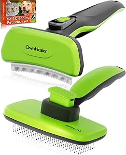 OwnHealer Cat & Dog Self-cleaning Brush Set, Professional Shedding Hair Remover with a Massage Effect for Pets with Short and Long Hair. The Kit includes a Slicker Brush and Deshedding Tool 2 in 1