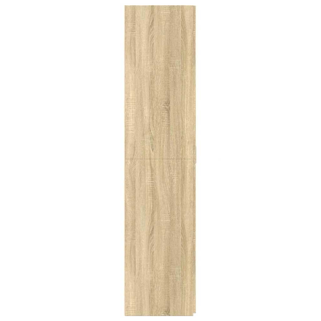 Wysoka szafka z drewna dębowego Sonoma 80 x 42,5 x 185 cm, stabilna szafka z dużą ilością miejsca do przechowywania i uchwytami, uniwersalna jako komoda lub kredens do salonu i sypialni