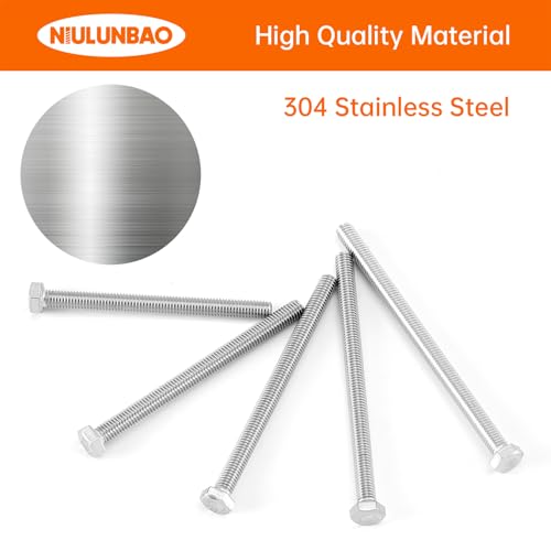 Image of M5 x 60mm 65mm 70mm 75mm 80mm Heavy Duty Hexagon Bolts Hex Head Screws, 304 Stainless Steel, Metric Fully Thread, Machine, Bright Finish, Assortment Kit 25PCS