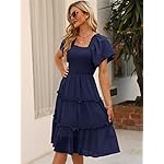 LILLUSORY-Womens-Summer-Casual-Flutter-Sleeve-Square-Neck-Smocked-Midi-Dress