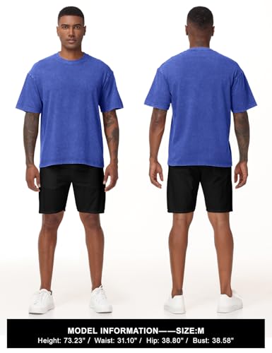Image of Eiscntd Mens Oversized T-Shirts Heavyweight Cotton Vintage Unisex Baggy Tee