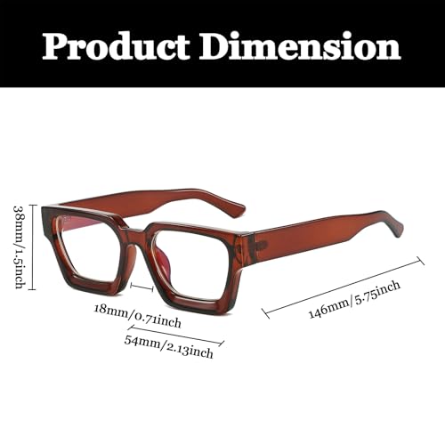 LJCZKA Blue Light Glasses Square Frame for Women Men Computer Glasses Thick Frame Anti Eye-Fatigue Headache for Reading Texting & Gaming - Image 3