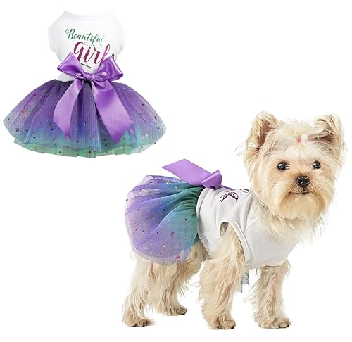 PETANGEL Small Girl Dog Dress,Gradient Sequin Mesh Dress Dog Outfit, Summer Tutu Small Dog Dresses, Cat Apparel, Cute Pet Puppy Clothing Doggie Outfits (Size:S,Chest: 35cm) Only for Miniature Breed (B0CFV33KLH) Amazon Price History, Amazon Price Tracker
