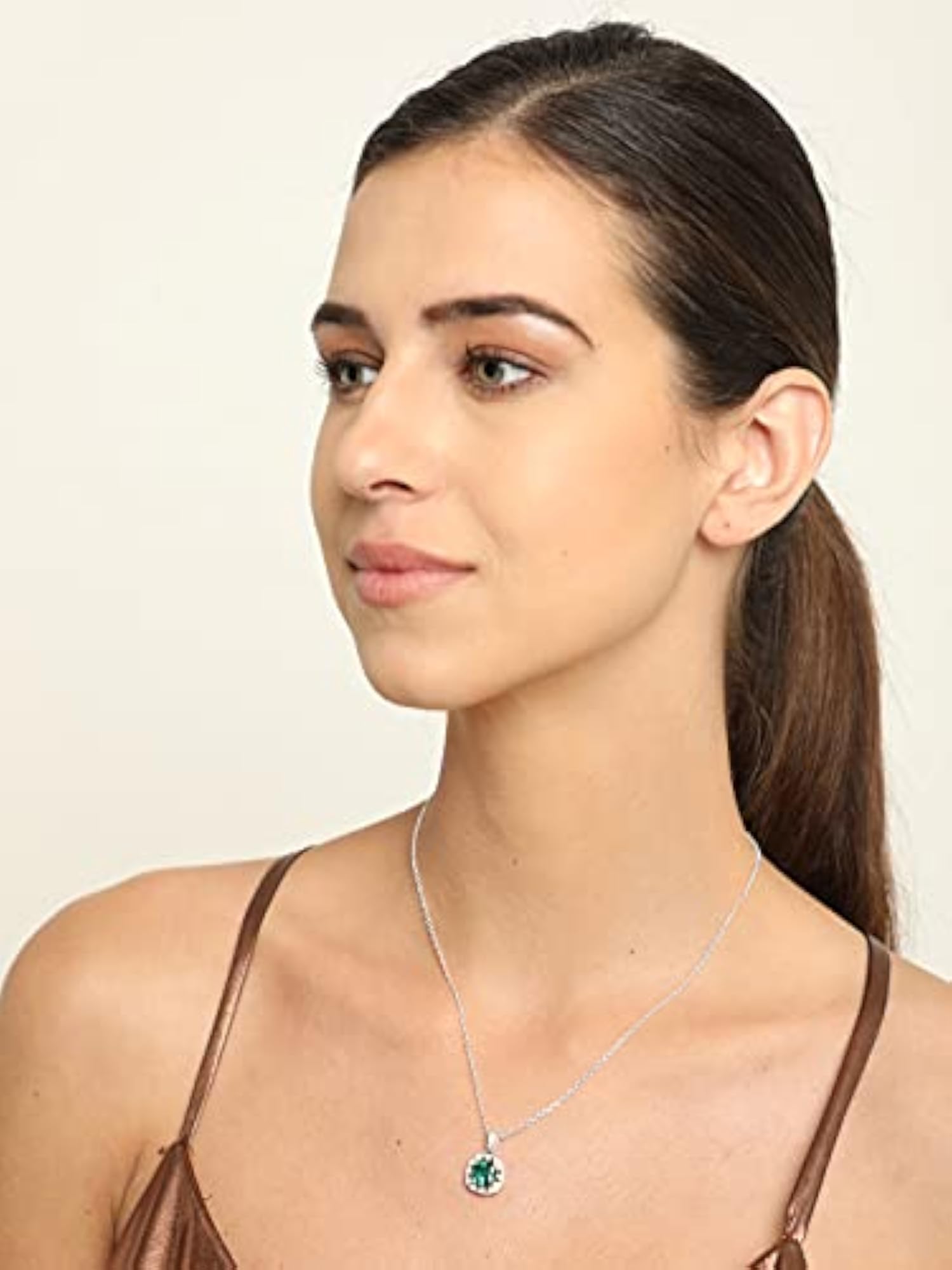 Women's 925 Sterling Silver Dark Cushion Pendant Necklace with Chain