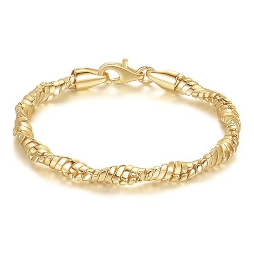Gold Bracelets for Women Trendy Men Bracelet Twisted Water Wave Gold Chain Bracelet Gifts for Women Friends Mom Wife Jewelry 7/7.5/8/8.5 inches