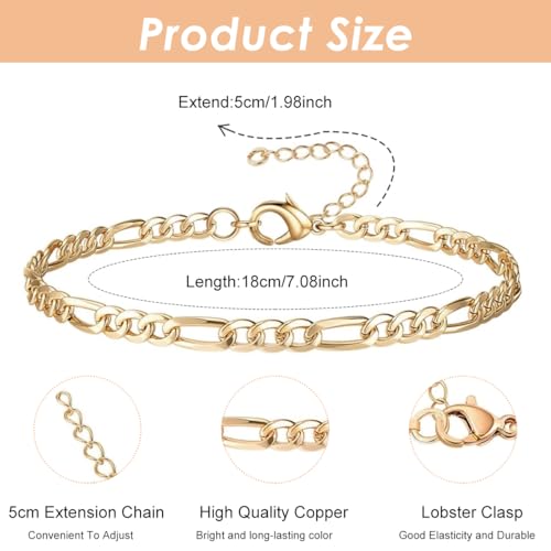Image of SANNIDHI Bracelets for Women, Pack of 10 Chic Gold Silver Alloy Layered Bracelets Set Ladies Slim Link Bracelet for Woman Wrist Jewelry Gift
