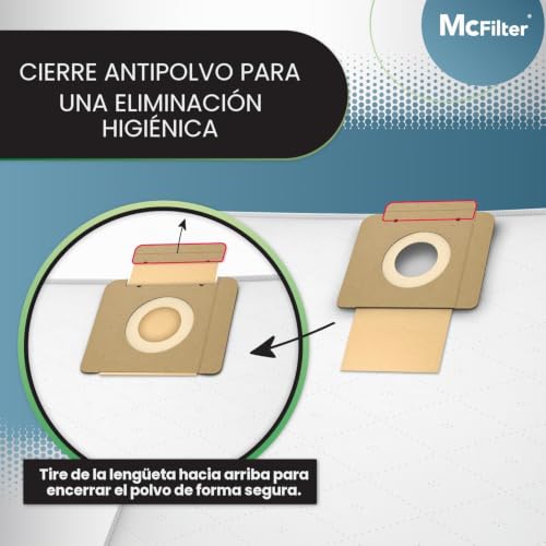 Miniatura 4 de Mcfilter I 10 Bolsas Para Aspiradoras Adecuadas Para Kärcher T 10 1, T 12 1, 6.904-315.0 I Disco De Cubierta De Cartón Dimensionalmente Estable Con Junta Antipolvo I No Tejido I 3 Capas