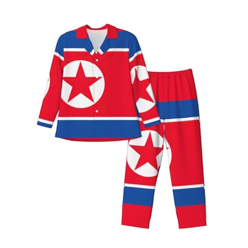 Ensemble de détente imprimé drapeau coréen, pyjama classique fluide pour nuit et maison