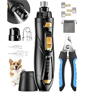Dog Nail Grinder Super Quiet-Dog Nail Trimmers 3 Grinding Bits 3-Speed 3 Ports-Rechargeable Pet N...