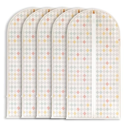 5 Pack Plaid Garment Bags, EVA Zipper Closure, Moisture &