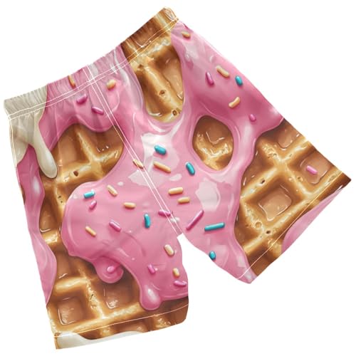 Pigsaly Boys' Swim Board Shorts Fuchsia Milk Pink Ice Cream Boy's Swim Trunks Kids Swimwear M2