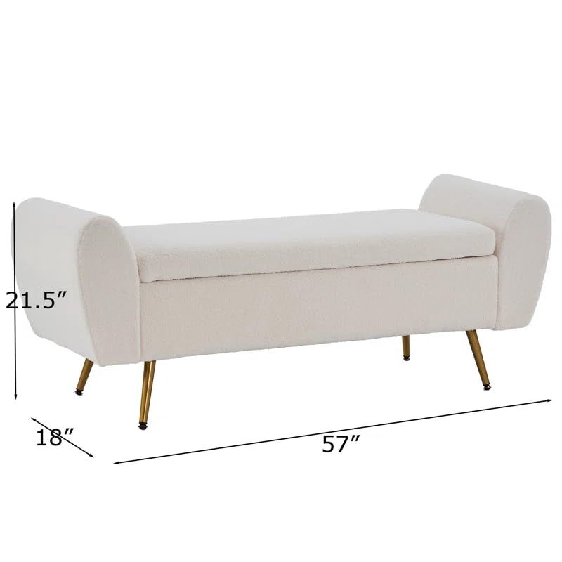 Shaneta Storage Bench with dimensions labeled