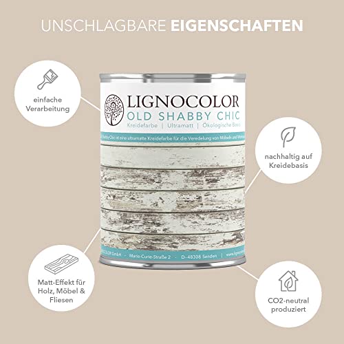 Lignocolor Kreidefarbe Shabby Chic Lack Vintage Look Chalky 1kg (African Beige 600)