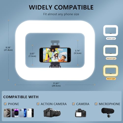 PIOENIMAGE Rechargeable Portable Ring Light for Phone, LED Smartphone Light, Phone Video Stabilizer, Square Ring Light for Photography, Video Recording, Live Stream - image 2