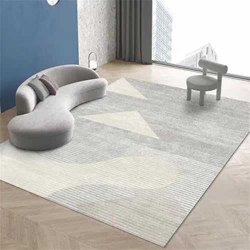 Tapis de chambre à coucher design géométrique gris haut de gamme et grand tapis salon - 2