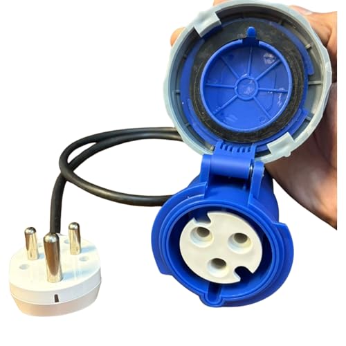 Image of ZeroFootprint 32A to 16A Jumper Cable | 32A CEE Socket to 16A Indian Plug Converter | IP67 Socket | Compatible with All Brands of 7 kW Portable EV Chargers | Works with All Electric Car Brands