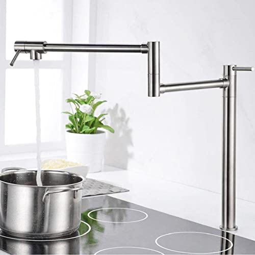 Robinet de cuisine pliant en nickel brossé mitigeur double poignée LWX