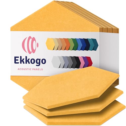 Image of Acoustic Panels 12-Pack Soundproof Wall Panels 12 inchX10.4 inchX0.4 inch Sound Panels High Density Sound Dampening Panels - [Sunny Yellow Hexagon]