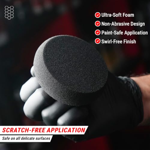 Image of Wavex Foam Applicator Pads with Handle - Set of 3 Foam Pads + 1 Handle | Soft, Even Application for Wax, Polish & Compounds | Car Detailing Applicator Pads