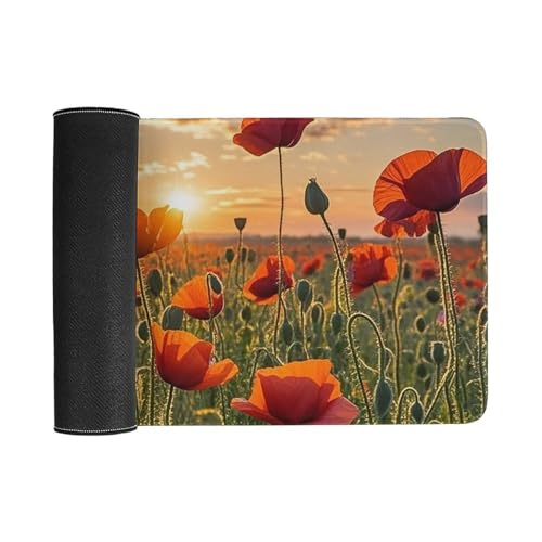 Red Flower Field in Sunset Gaming Mouse Mat Large Desk Pad miniatura 3