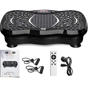 FK Sports Vibration Plate Exercise Machine – Vibration Fitness Trainer with 99 Intensity Levels, 5 Programs & 2 Resistance Bands – For Whole Body Workout – CE Certified (Black (OOS))