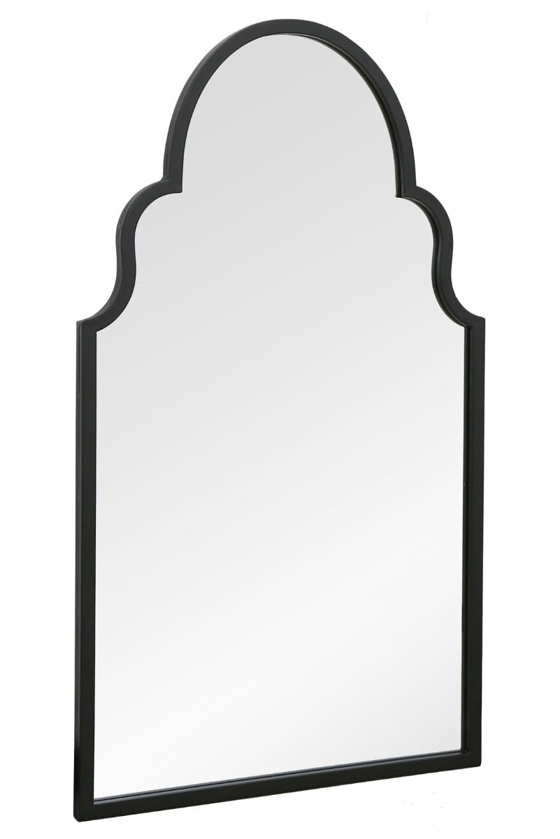 MirrorOutlet The Arcus - Specchio da parete ad arco moderno con cornice in metallo nero, 104 x 61 cm, cornice nera