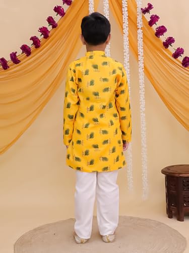 Image of AJ DEZINES Boys Cotton Full Sleeve Letter Printed Kurta Pajama Set for Kids - Ethnic wear | Special Occasion & Traditional Outfit |Boys Kurta Set - Regular Fit