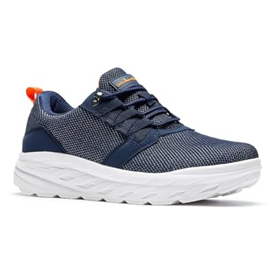 Men's Orthopedic Diabetic Extra Wide Width Toe Box Walking Shoes: Fit Plantar Fasciitis Orthotic Arch Support Hammer Toes Flat Feet Fashion Sneakers, Casual Outdoor Working Shoes Dark Blue Size 14