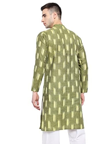 Image of Vastraa Fusion Men's Printed Kurta Pure Cotton Long Kurta, Round Collar, Full Sleeves, Button Kurta, Ethnic Wear