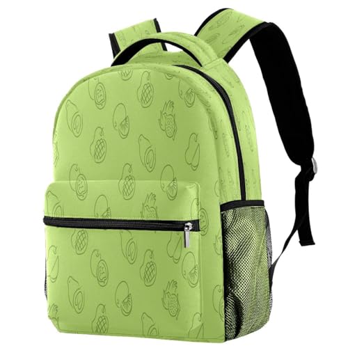 Sac à dos d'école vert à motif fruits de 40cm pour adolescents et enfants