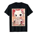 Vintage Kawaii Kimono Cat with Bubble Tea T-Shirt