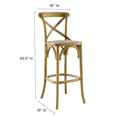 Taburete de bar Modway Gear con respaldo en X y estructura de madera, totalmente ensamblado, color natural miniatura 3