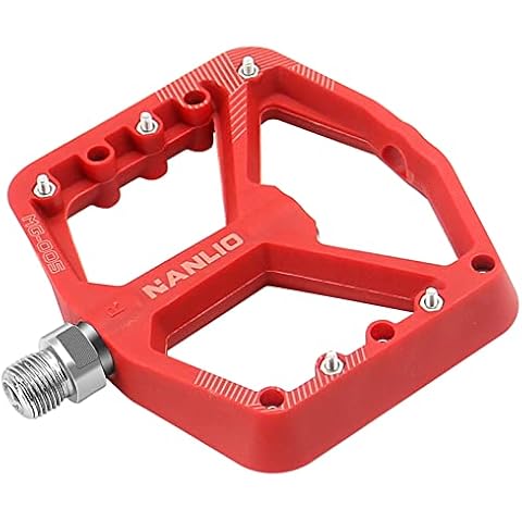 Vanolu Mountain Bike Pedals MTB Bike Platform Pedals Non-Slip Lightweight Nylon Fiber Bicycle Platform Pedals 9/16 Inch for Road Mountain BMX MTB Bikes Red Cover