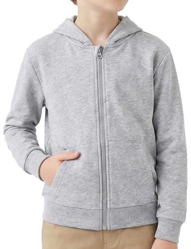 Image of Spring&Gege Boys Zip up Hoodie Soft Solid Classic Full Zip Hooded Sweatshirts for Kids (3-14 Years)