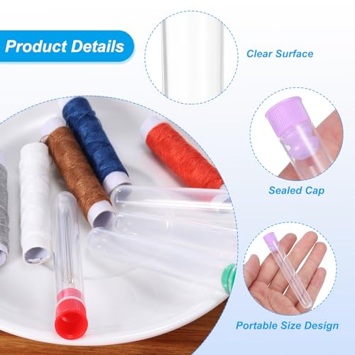 Image of PATIKIL 3 inch Length Plastic Sewing Needle Storage Holder, 10 Pcs Portable Matte Embroidery Needle Pin Toothpick Storage Tubes Case for Craft Knitting, Purple