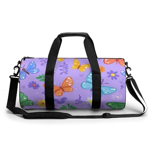 Butterflies Sports Gym Bag Travel Duffel Workout Bag with Adjustable Strap