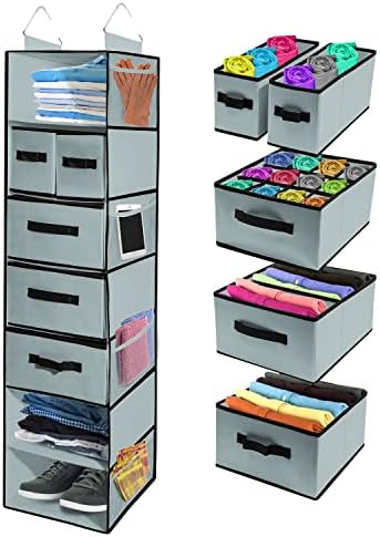 Tidy Zebra Hanging Closet Organizers with Drawers and Storage Shelves – Great Clothes Organizer for Closet, RV Storage, Perfect Storage Organization College Dorm Room Essentials for Students Dorm Room