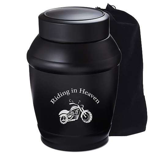 Image of Medium Motorcycle Urn for Ashes Male /Men /Grandpa /Dad /Brother /Son | 5.7 Inch Black Medium Size Urns for Human Ashes,Decorative Burial Urn,A Perfect Tribute & Gift for Families
