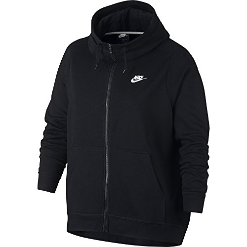 NIKE Sportswear Women's Plus Funnel-Neck Fleece Hoodie, Black/Black/Black/White, 2X